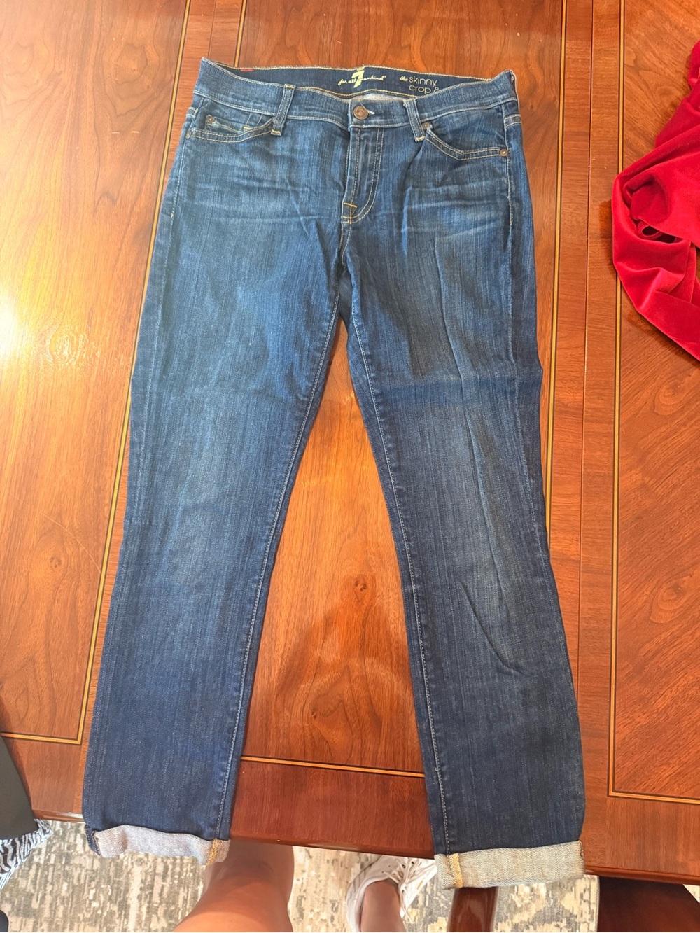 7 For All Mankind Dark Blue Skinny Crop Jeans